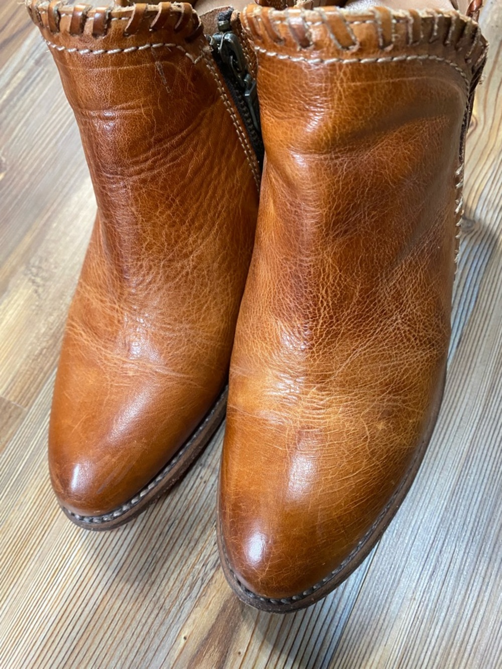 Bed Stu Cognac Leather Ankle Booties - Picture 4 of 9